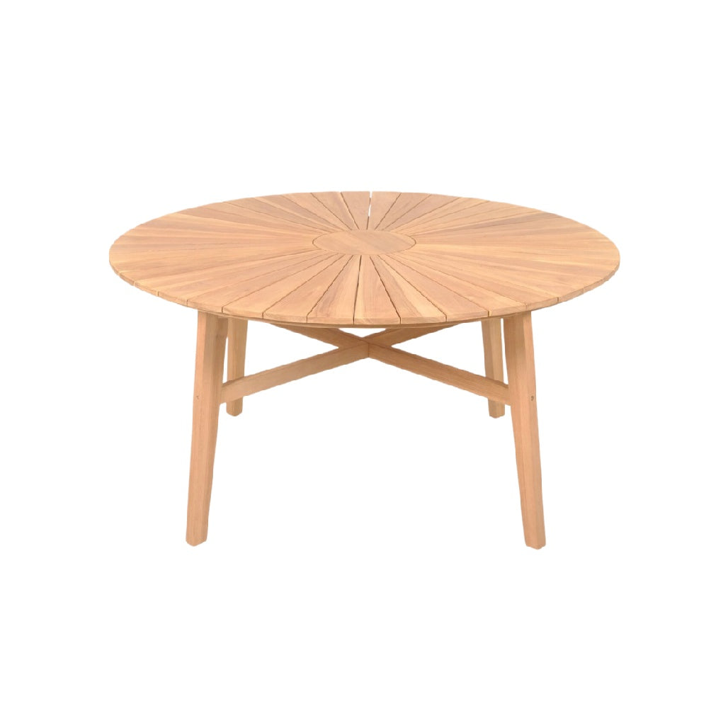 Tavolo Rotondo in Legno Massello con Design a Raggi