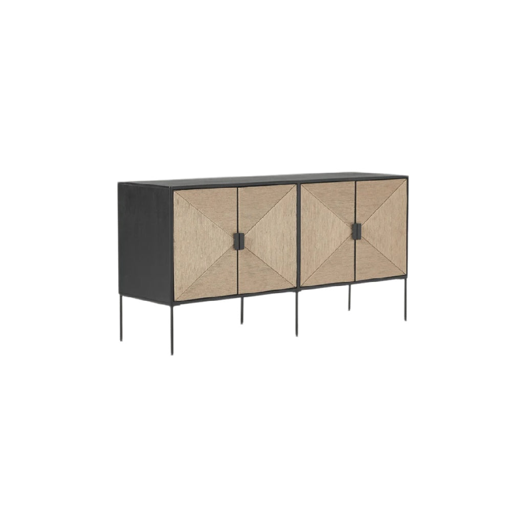 Mobile Consolle Moderna in Legno e Metallo con Design Geometrico
