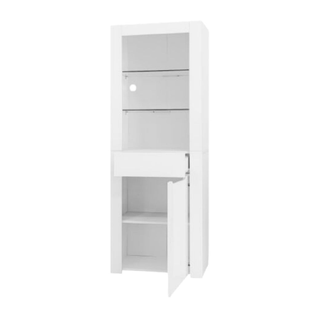 Armadio Bianco Verticale con Ripiani e Cassetto